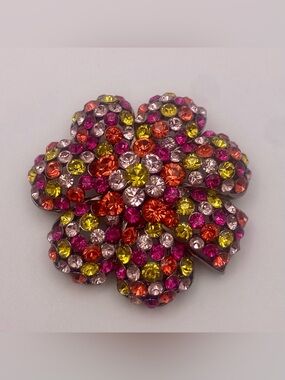 Joan Rivers Classics Collection Domed Flower Brooch Rhinestone